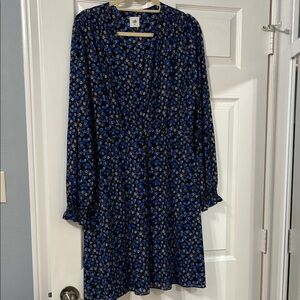 CAbi NWOT Navy Floral Long Sleeve Dress